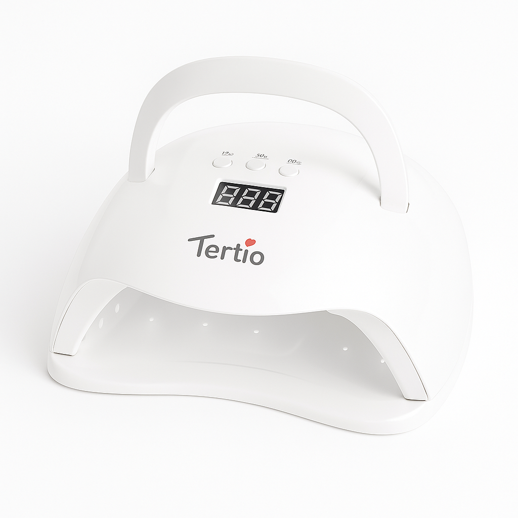 Tertio Lámpara LED/UV para Uñas T-A8 – Secador Profesional con Pantalla Digital 96W, Temporizador de 10s/30s/60s/99s, Asa Plegable, Ideal para Gel UV y Esmalte Semipermanente