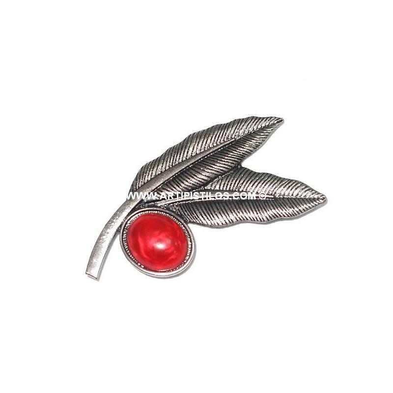 BROCHE 2 PLUMAS + PIEDRA