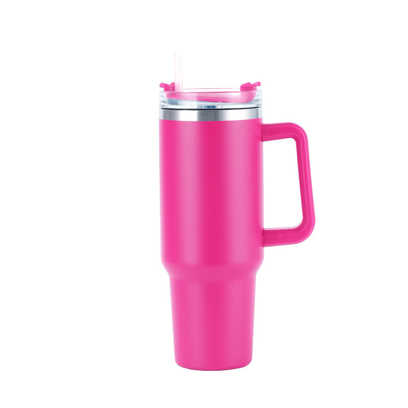 CA Botella De Agua De Acero Inoxidable De 40oz Con Mango De Bebida Para Verano Y Exterior Mantén Frío Con Tapón Y Pajita Taza