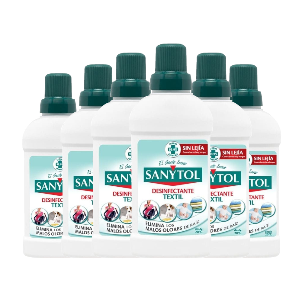 Sanytol desinfectante textil 500 ml x 6. Total 3 litros