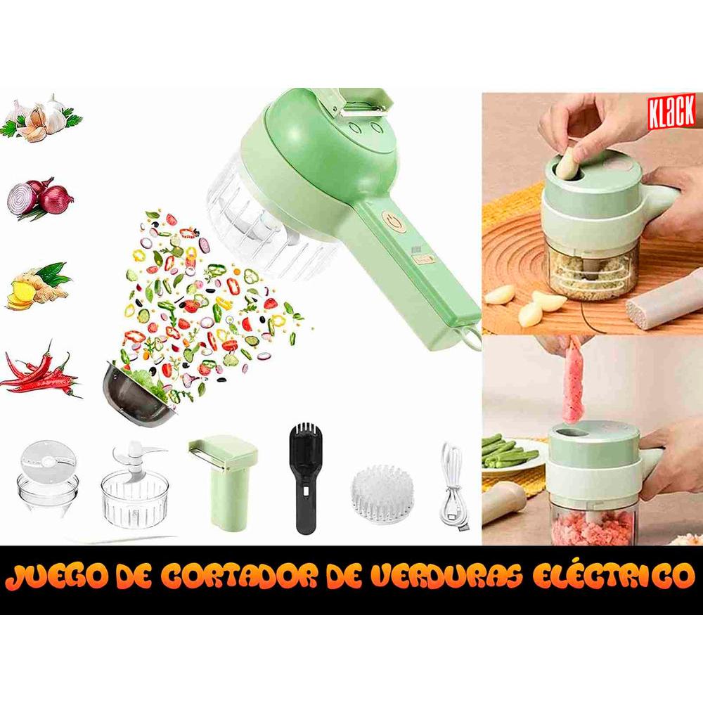 Trituradora de Alimentos Eléctrica Almalux 4 en 1 Cortador, Picador y Rebanador Portátil para Verduras y Cocina Hogar