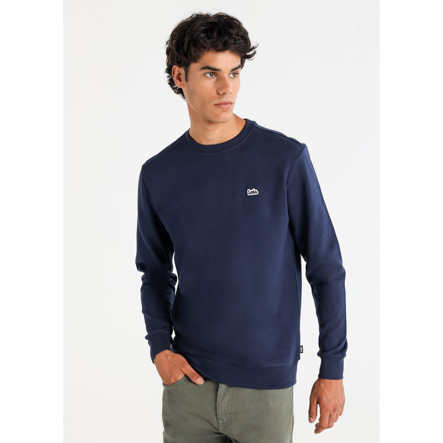 LOIS JEANS - Sudadera básica cuello caja con logo