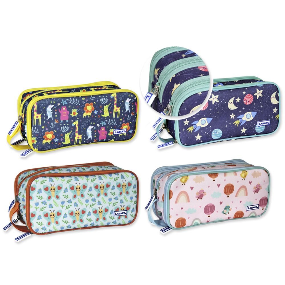 LAGART PORTATODO TRIPLE MULTIBOLSILLO DIVERLAND SURTIDOS CAJA:12 unidades ARTICULOS ESCOLARES 22x9x11 Cms.