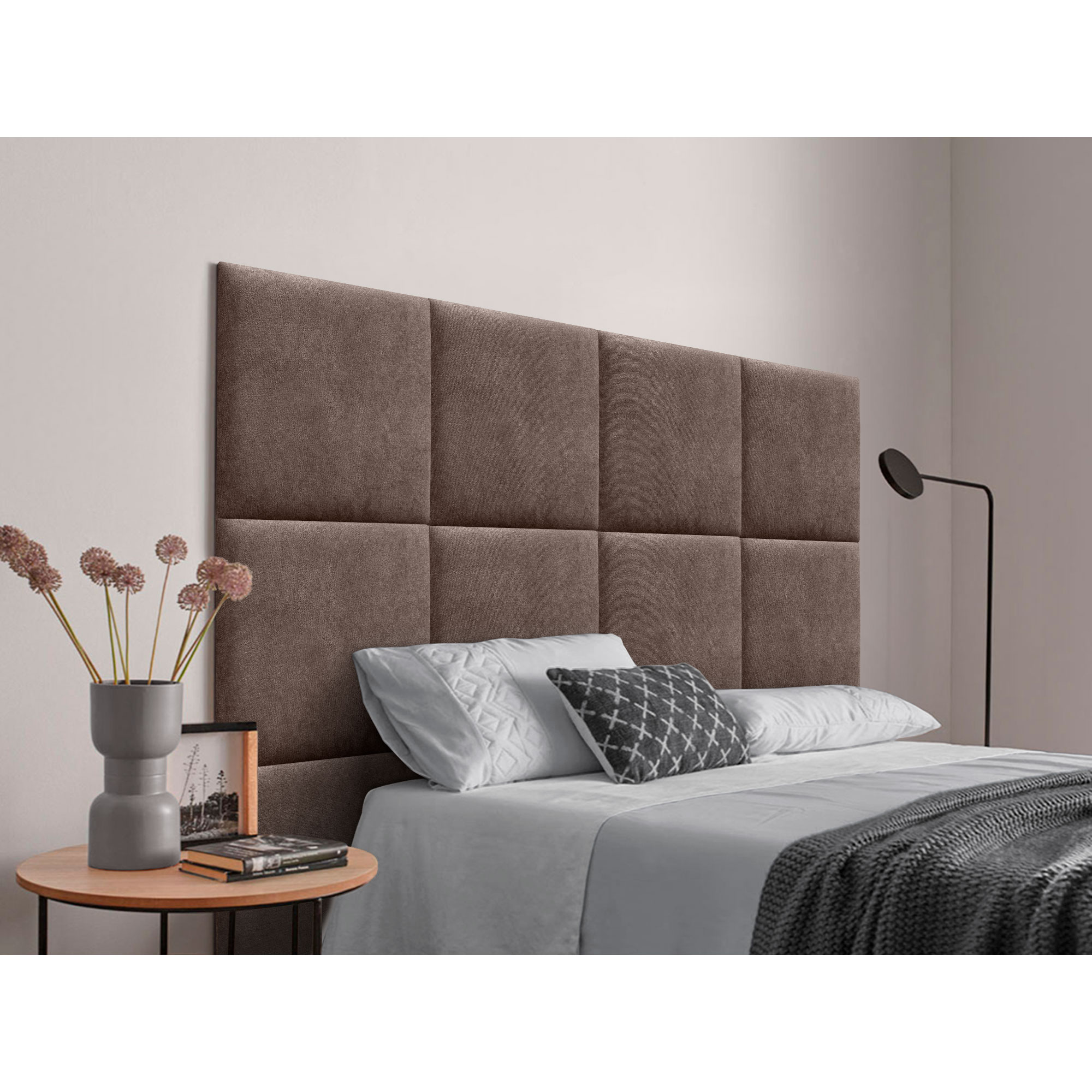 DHOME Cabecero Tapizado Compuesto de Paneles Autoadhesivos Intercambiables de Tela Acualine Cama Lujo Dormitorio Acolchado Segunda Gama de Colores