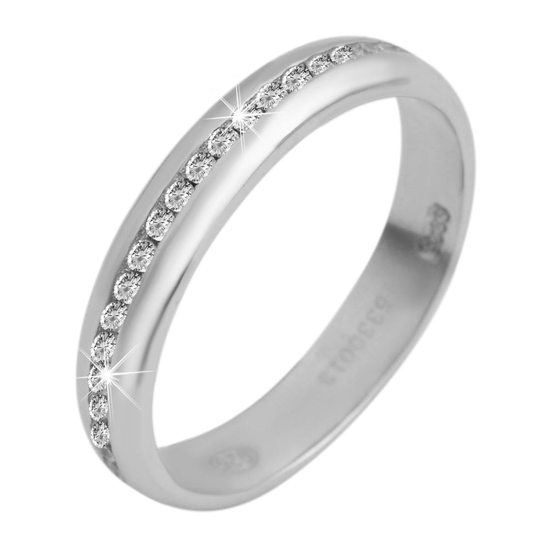 Anillo em Prata de Lei 925 com Zircónias e Banhado a Ródio - Tam.58