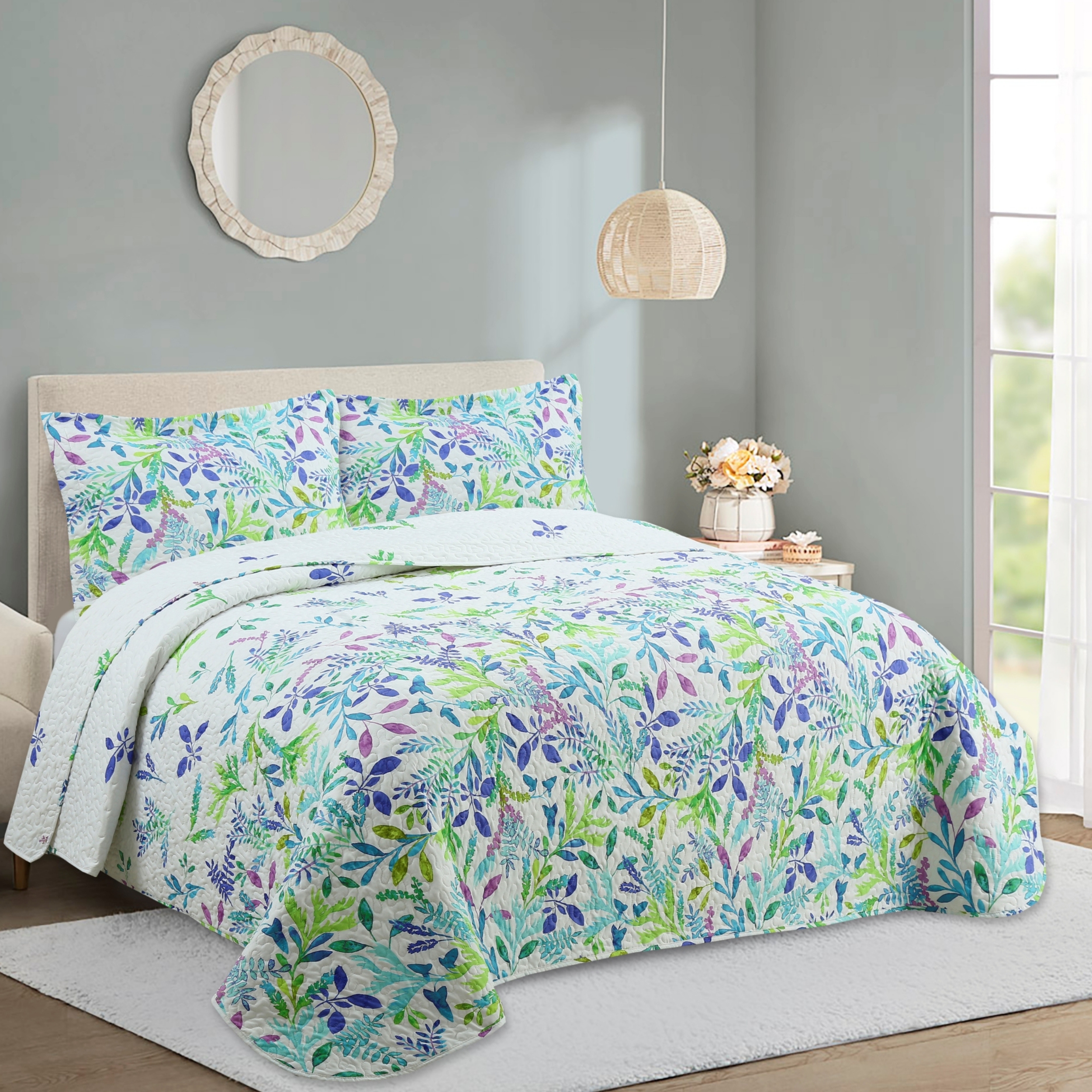 Novotextil Colcha Bouti Estampada Microfibra 100% | Colcha de Verano y Entretiempo Ligera y Transpirable | Cubrecama Reversible con 1 o 2 Fundas de Almohada | Cama 90, 105, 135, 150, 180 y 200