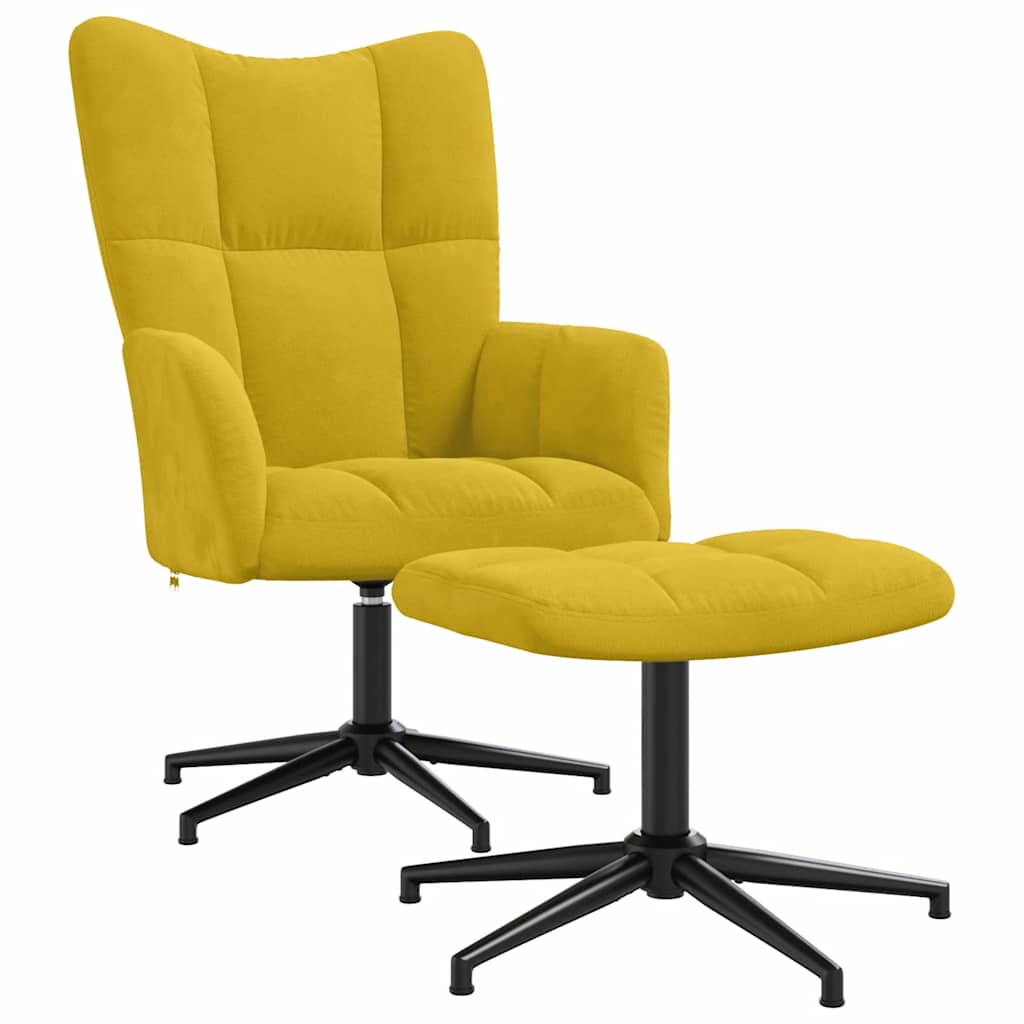 vidaXL Sillón de relax con taburete terciopelo amarillo mostaza