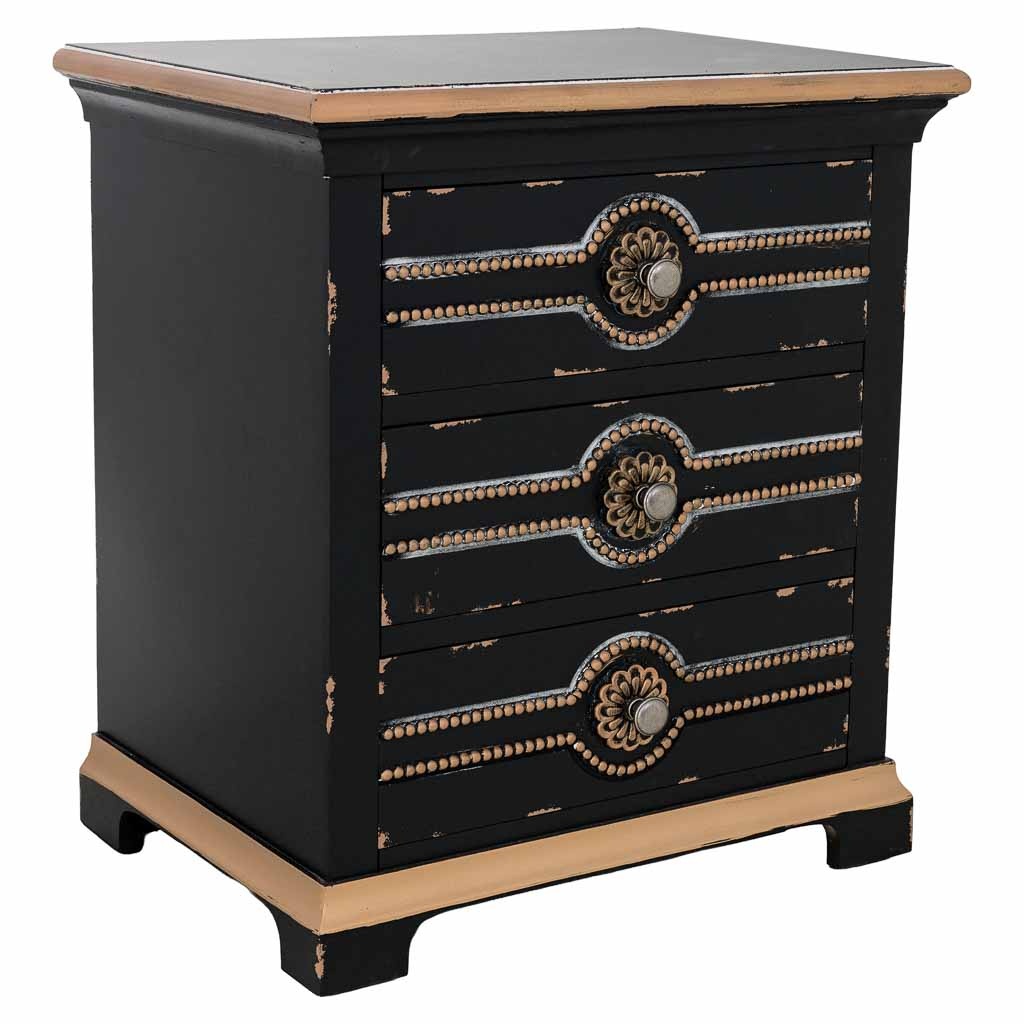 Wonderlust Deco - Mesita de noche de madera negra 52x38x59h cm Negro 52x38x59h cm