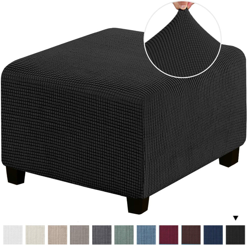 CA Funda de pedal gruesa cuadrada con todo incluido elástica de color sólido, funda para taburete de sofá, funda para taburete bajo, funda protectora para mesa de café