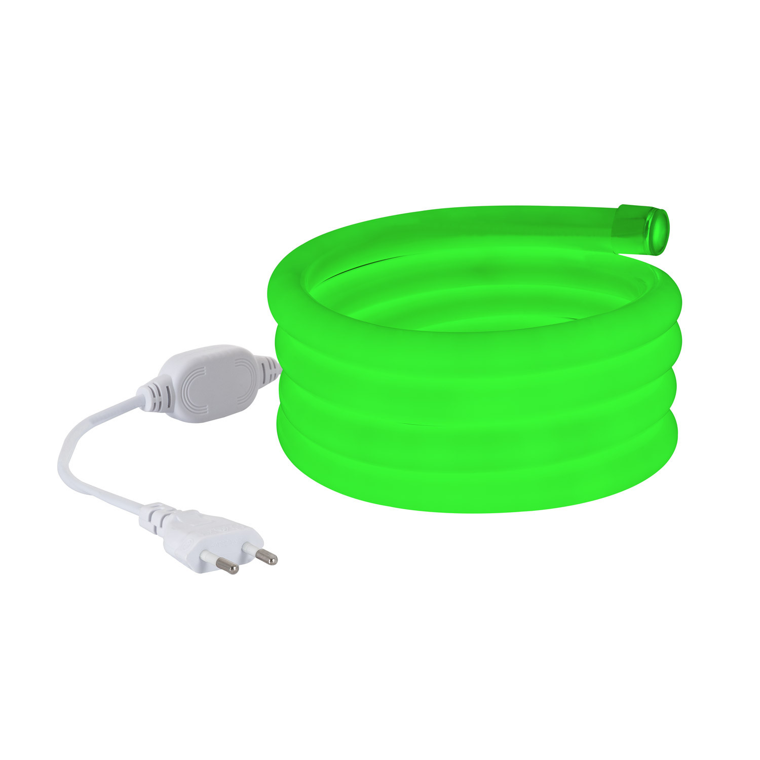 Ledkia Tira Neón LED Regulable 220V AC 120 LED/m Circular 360 Verde IP67 a Medida Corte cada 100 cm
