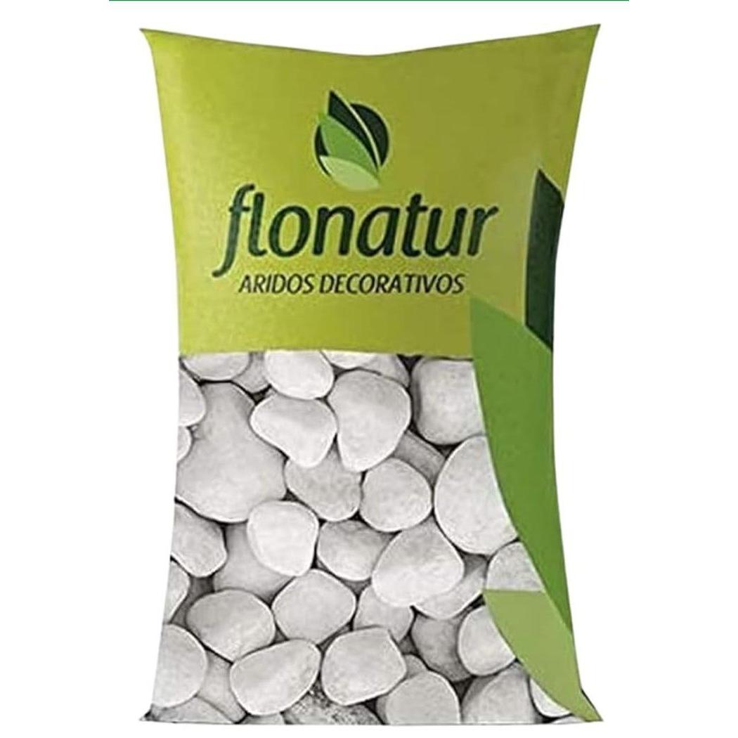 flonatur. Piedra mármol Canto rodado Blanco Saco, Piedra Decorativa para Jardin o Espacios Exteriores.