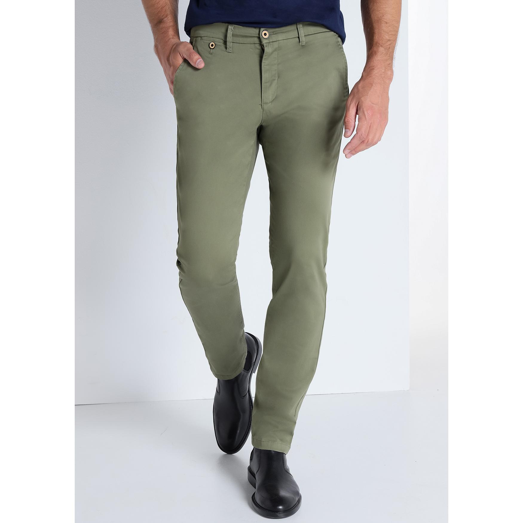 Victorio & Lucchino - Pantalon chino saten Peach cintura media - Slim - Tiro medio- Tallaje en Pulgadas