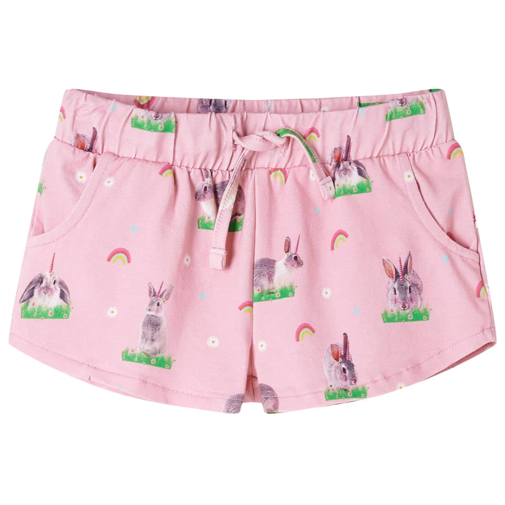 Pantalones cortos infantiles con cordón rosa claro 140 en tamaño 140 (9-10 años)/116 (5-6 años)/104 (3-4 años) y más
