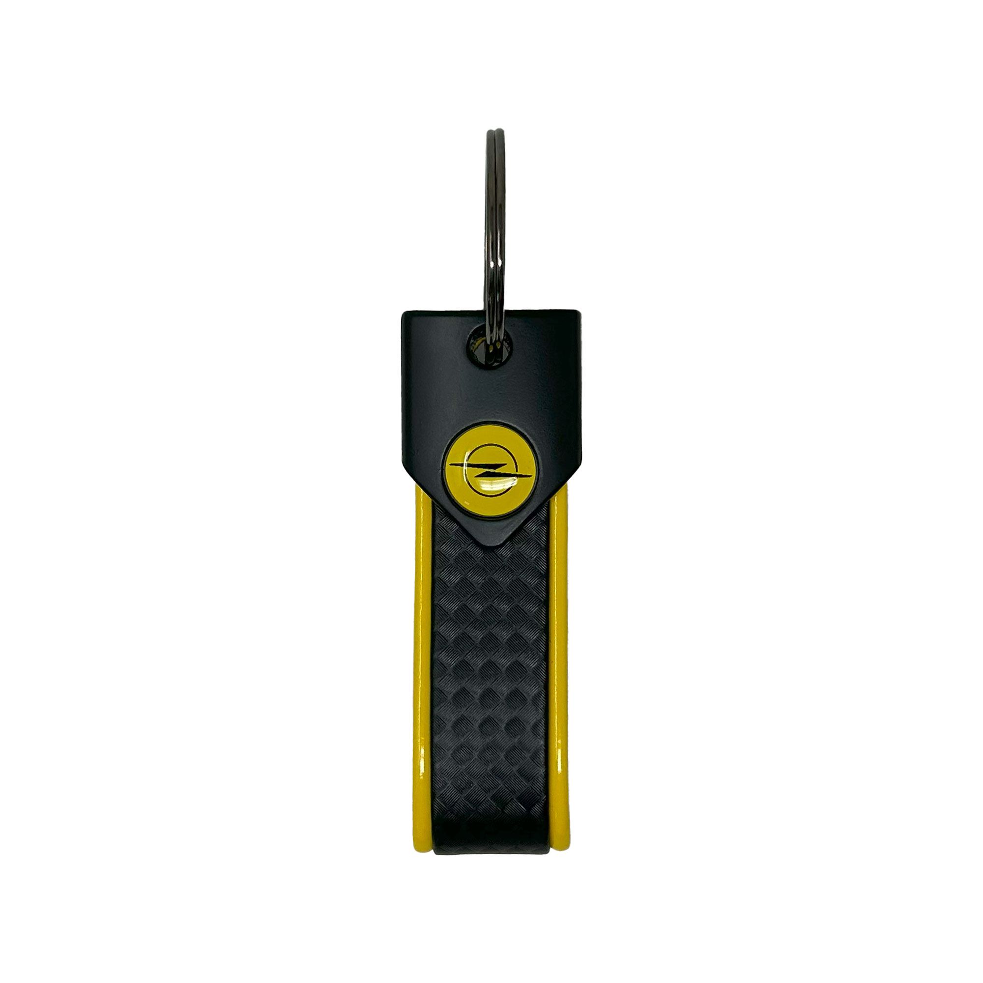Llavero de coche Opel, anillo de bloqueo, 90x20mm, logotipo amarillo
