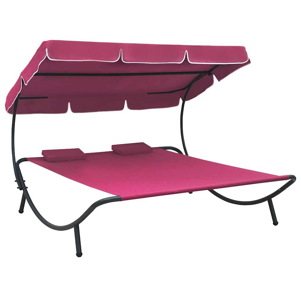 vidaXL Tumbona de jardín con toldo y cojines en color Negro/Azul/Gris y más | acolchados duraderos para sofás de jardín terraza exterior