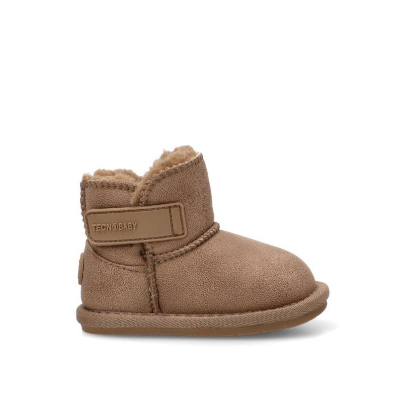 Botin Respetuoso/barefoot Conguitos - Niña - Suela Plana - Modelo Tesh501001 - Color Taupe