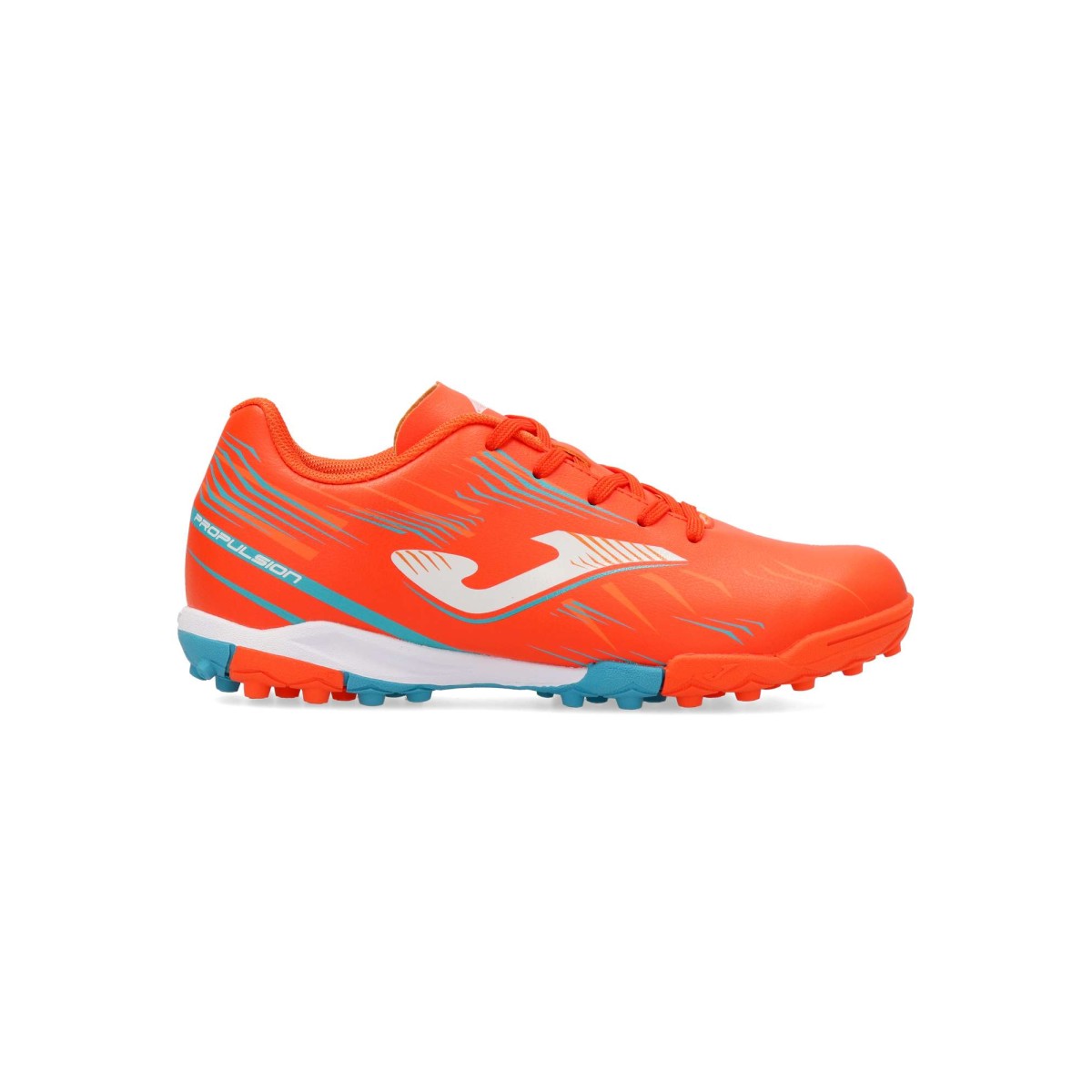 Joma - Zapatillas de fútbol turf Propulsión JR para niño, con suela multitacos y cierre de cordones, fabricadas en piel sintética y goma