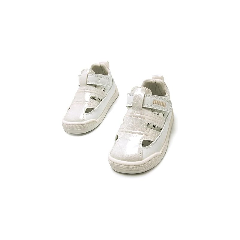 Mustang - Sandalias Free Baby para Bebé - Blanco con Detalles Crema y Brillos - Barefoot y Transpirables