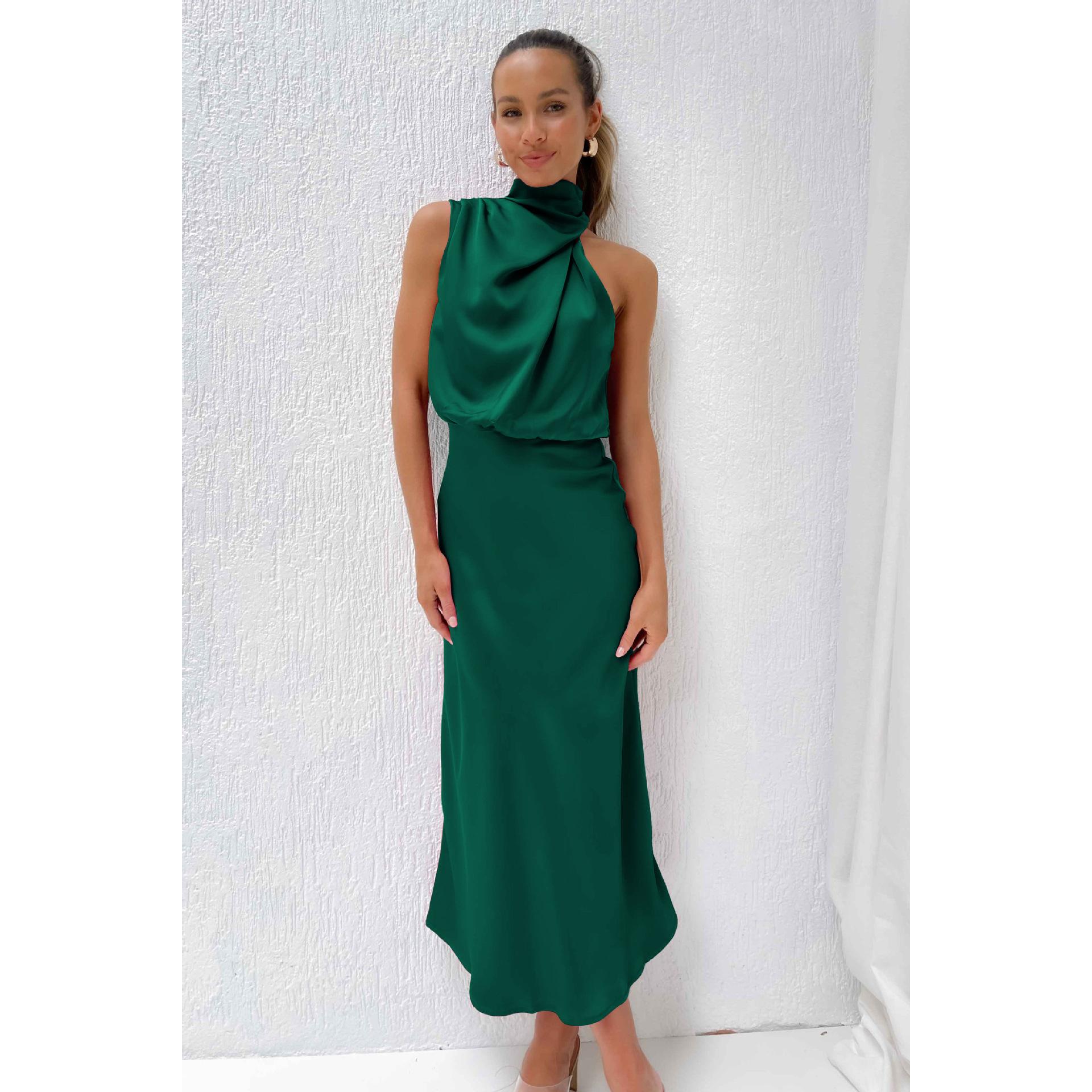 Om Home Vestido de Satén Sin Mangas, Vestidos de Noche, Primavera, Verano