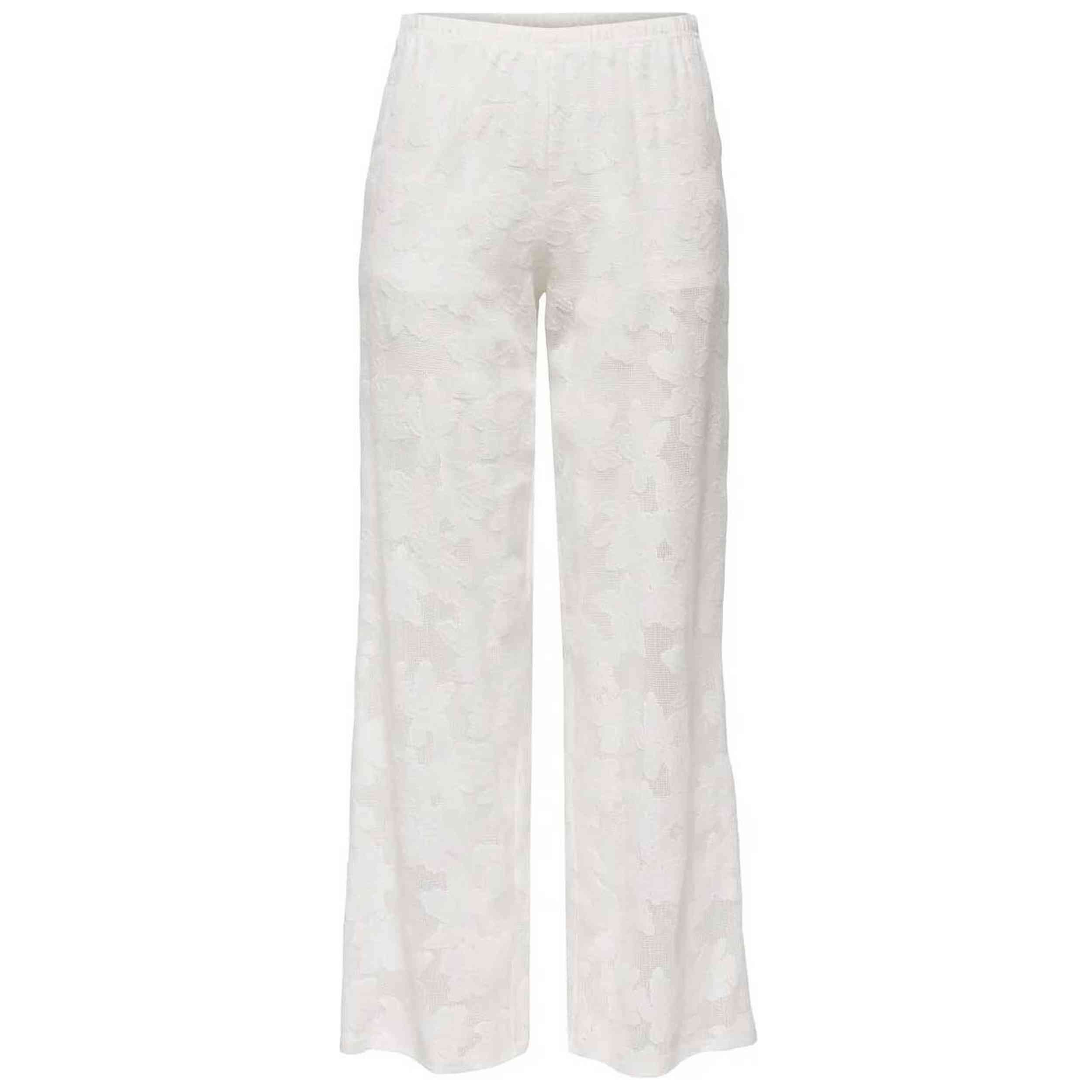 Pantalón Largo Only modelo Onlmirabella Wide Lace Pant en color Blanco