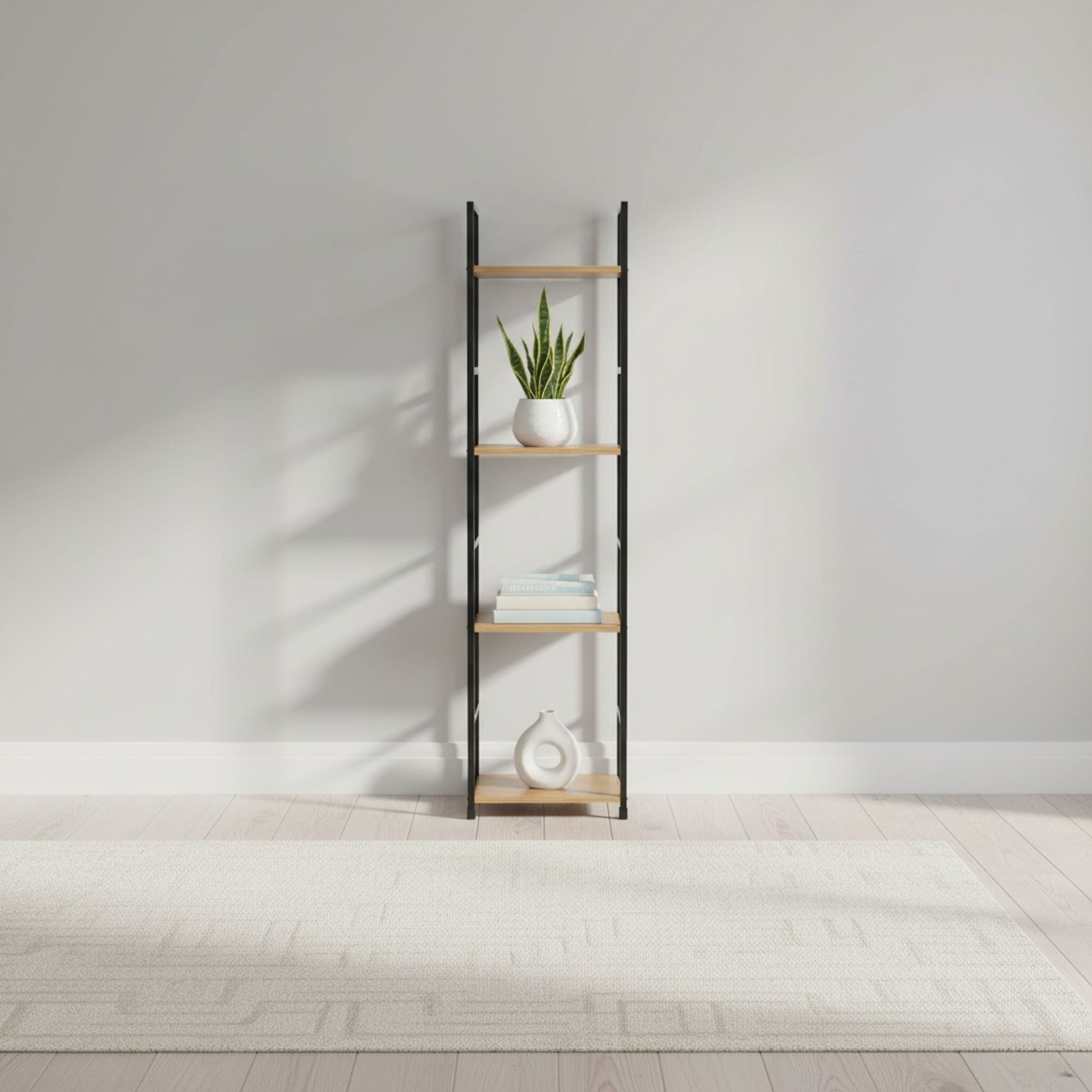 MOBLEKIT | Estanterías Metálicas con Baldas de Madera, Modelos de 3 o 4 Niveles para Almacenaje en Baño, Cocina, Dormitorio u Oficina, Muebles Auxiliares de Diseño Moderno