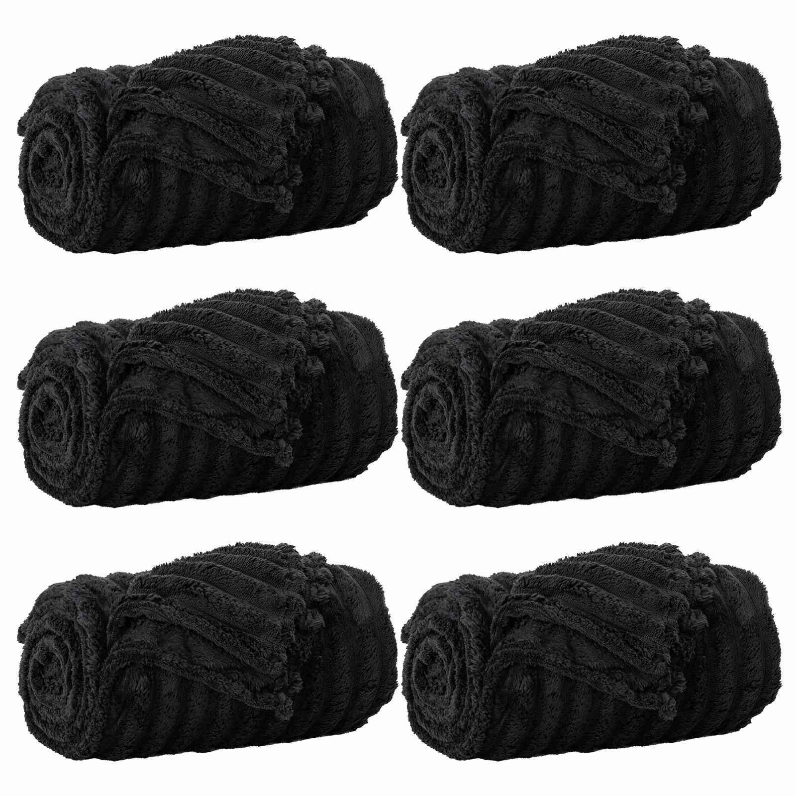 vidaXL Mantitas de Sofá 6 pcs Negro 270 x 240 cm Lana