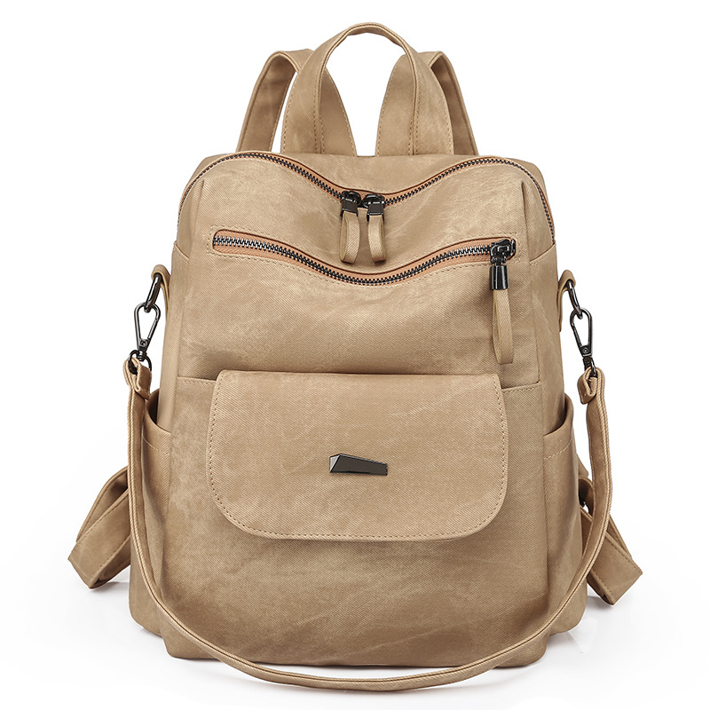 Mochila de cuero impermeable para mujer, bolso escolar de moda para bolso de mochila para mujer, bolso de mochila retro