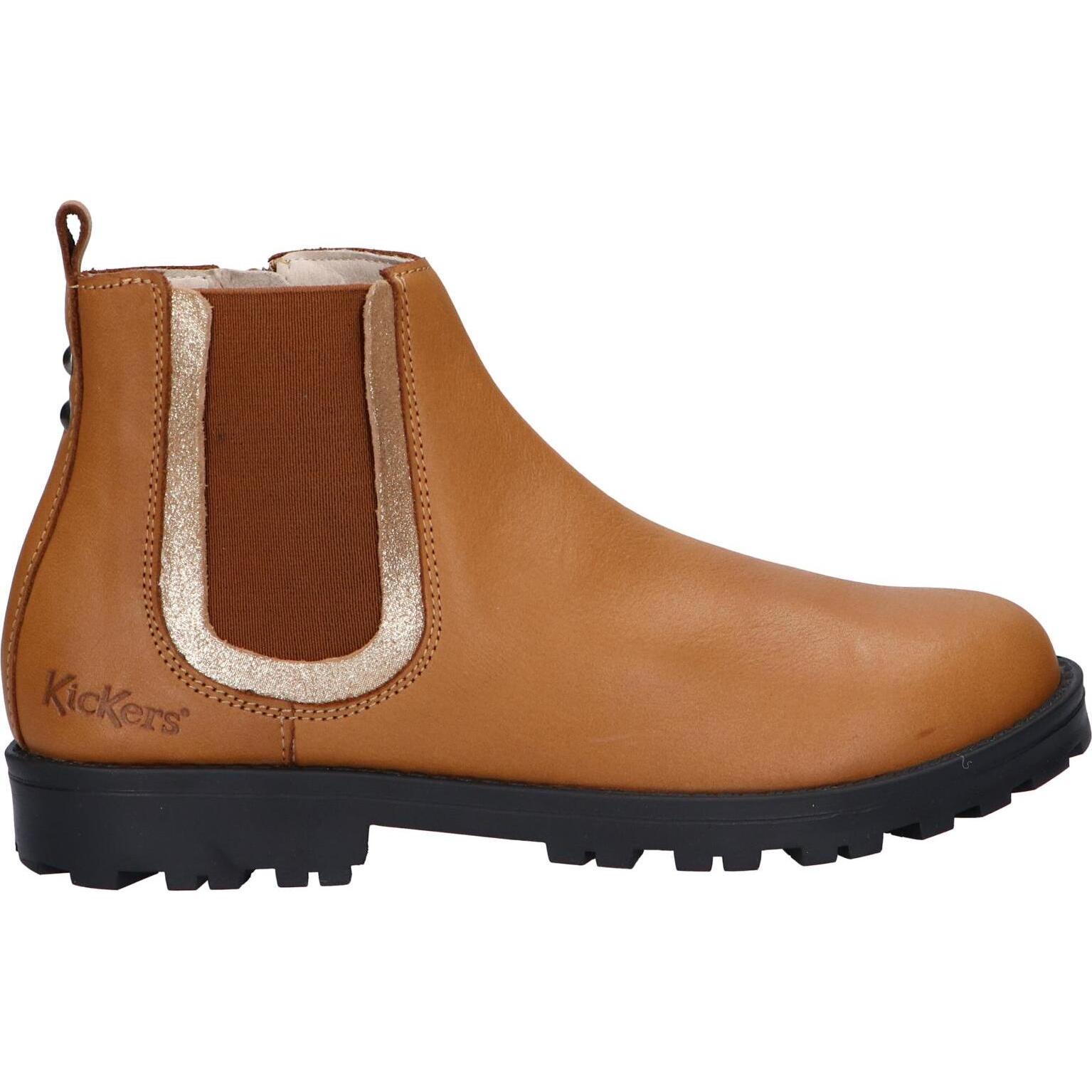 Kickers 830030 Grooky 116 Camel OR girl's boots are stylish and comfortable with a cushioned insole and flexible non-slip sole, perfect for active play in autumn/winter adventures.