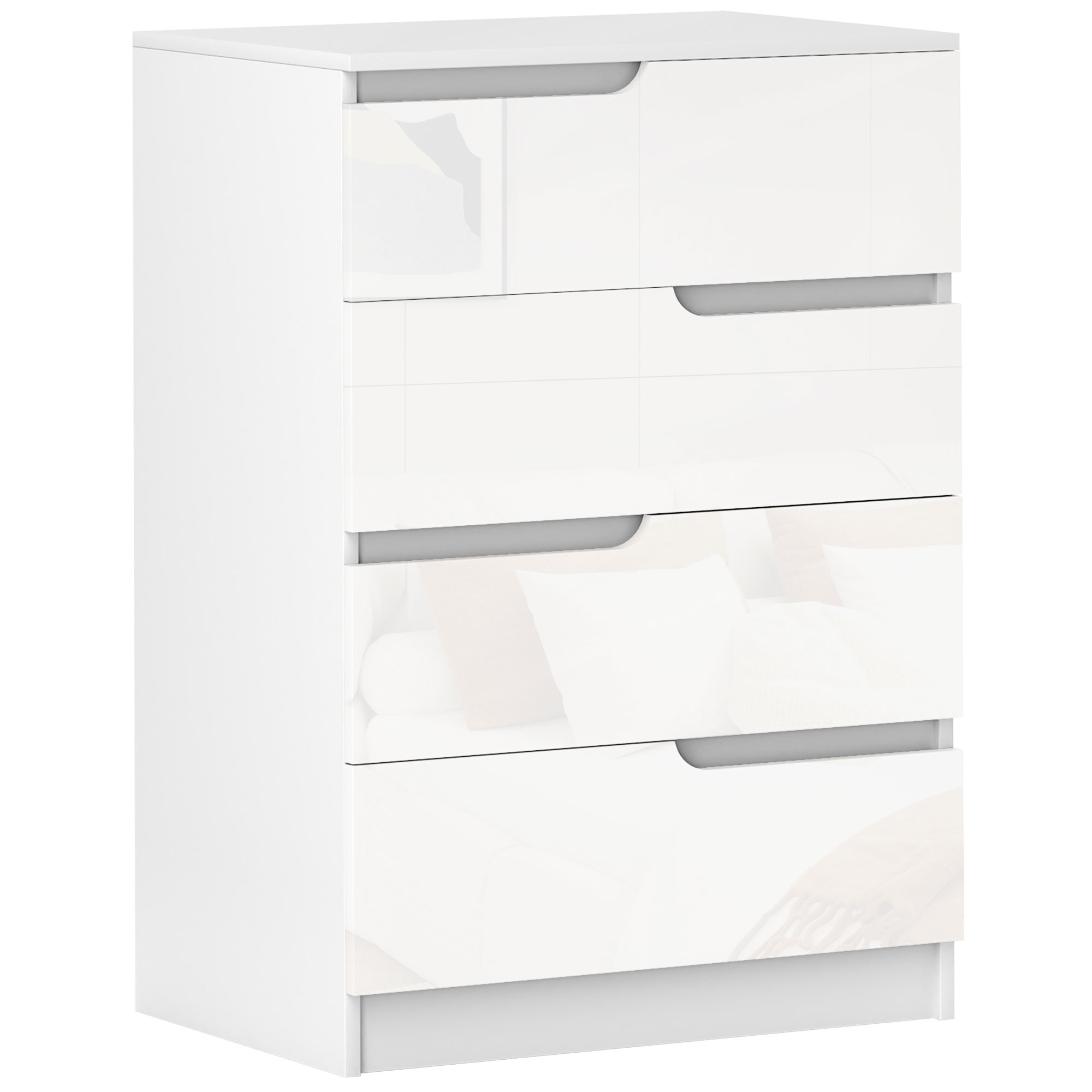 HOMCOM Cómoda con 4 Cajones Cómoda de Dormitorio Moderno con Anti-vuelco Cajonera para Salón Pasillo  Blanco