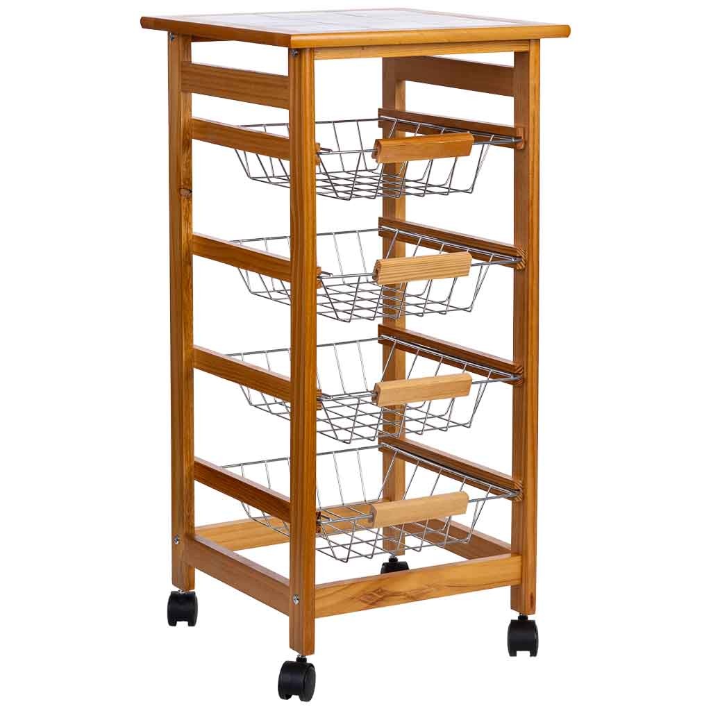 Wonderlust Deco - Carro de cocina de madera 37 x 37 x 76h cm Marrón 37x37x76h cm