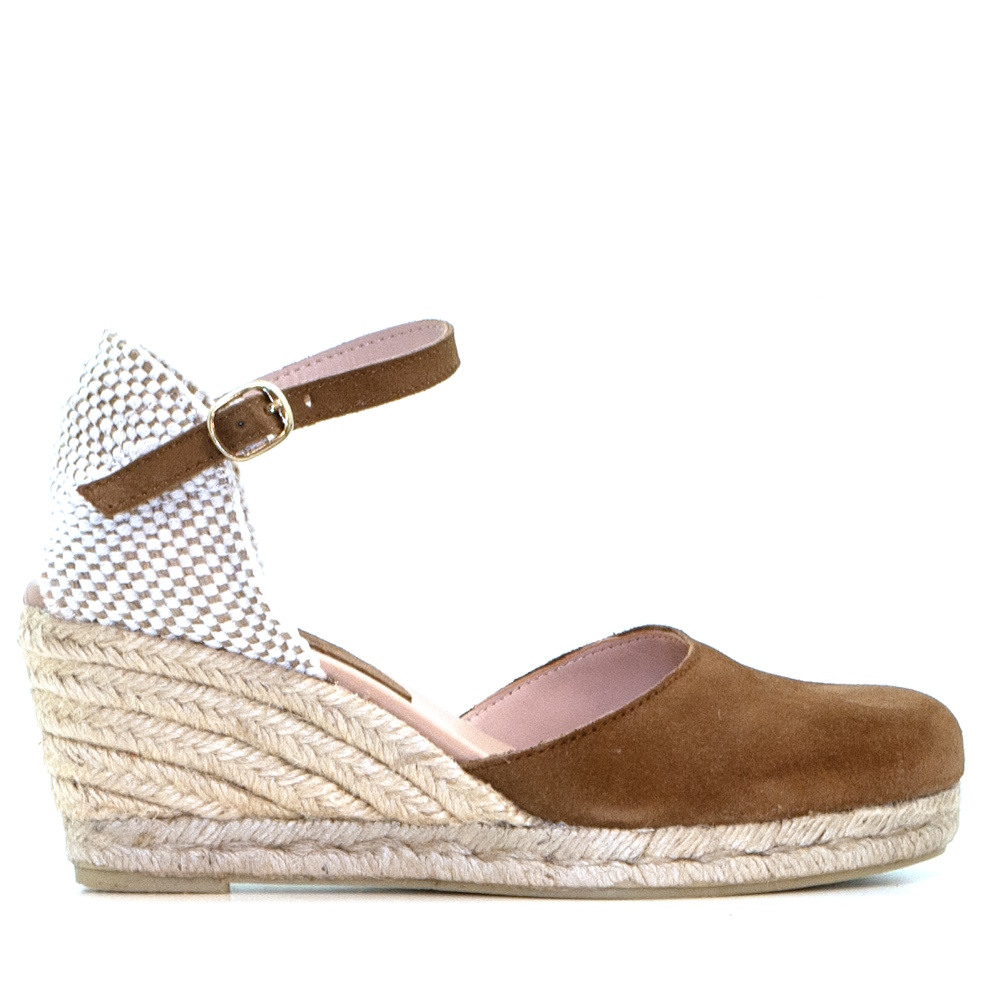 Sandalia Mujer Helene Rouge Nira Nude con Plataforma de 65mm y Tacón Medio, Piel Serraje y Suela de Goma, Elegancia y Comodidad para la Temporada V24 - Disponible en Tallas 35 a 42 - Diseño Versátil c