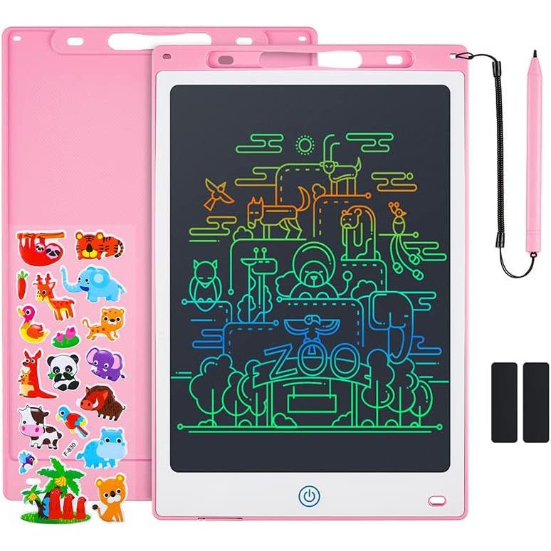 Tableta de Escritura LCD 8.5" Pulgadas para Niños – Tableta Gráfica Reutilizable con Pegatinas de Animales, Regalo Educativo y Creativo sin Papel, Color Púrpura