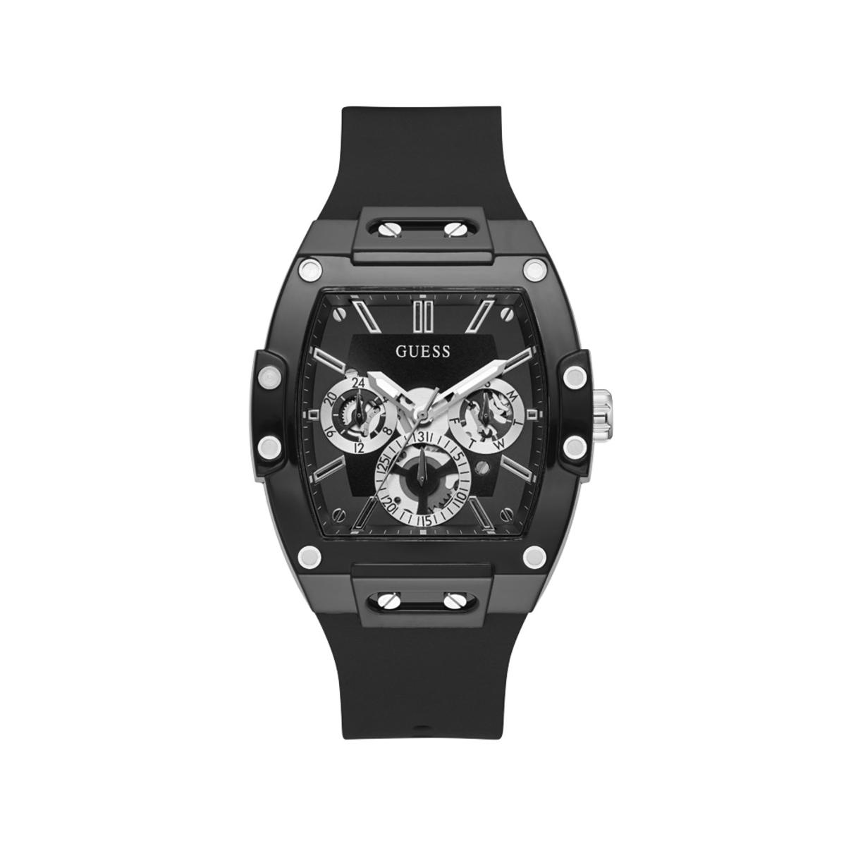 Guess Reloj Hombre Caja De Policarbonato Pulsera Silicona De Color Negro Resistente Al Agua 5 Atm Gw0203g3