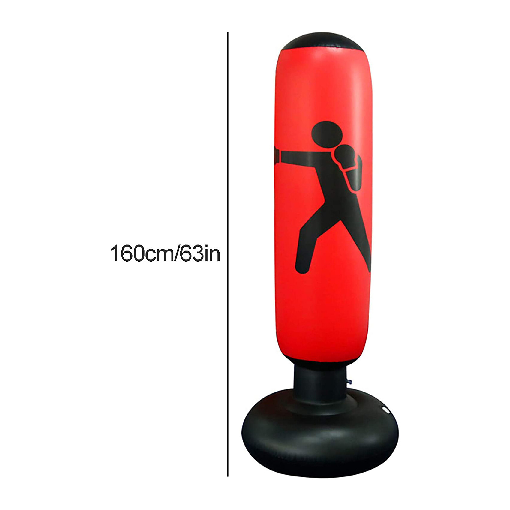 160cm x 65cm Saco De Boxeo Inflable Con Soporte Para Niños Y Adultos, Saco De Boxeo Independiente, Vaso De Descompresión, Sacos De Arena, Bolsa De Perforación Para Entrenamiento De Karate