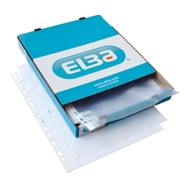 Elba pack de 100 fundas multitaladro standard a4 - grosor de 90? - material de piel naranja transparente
