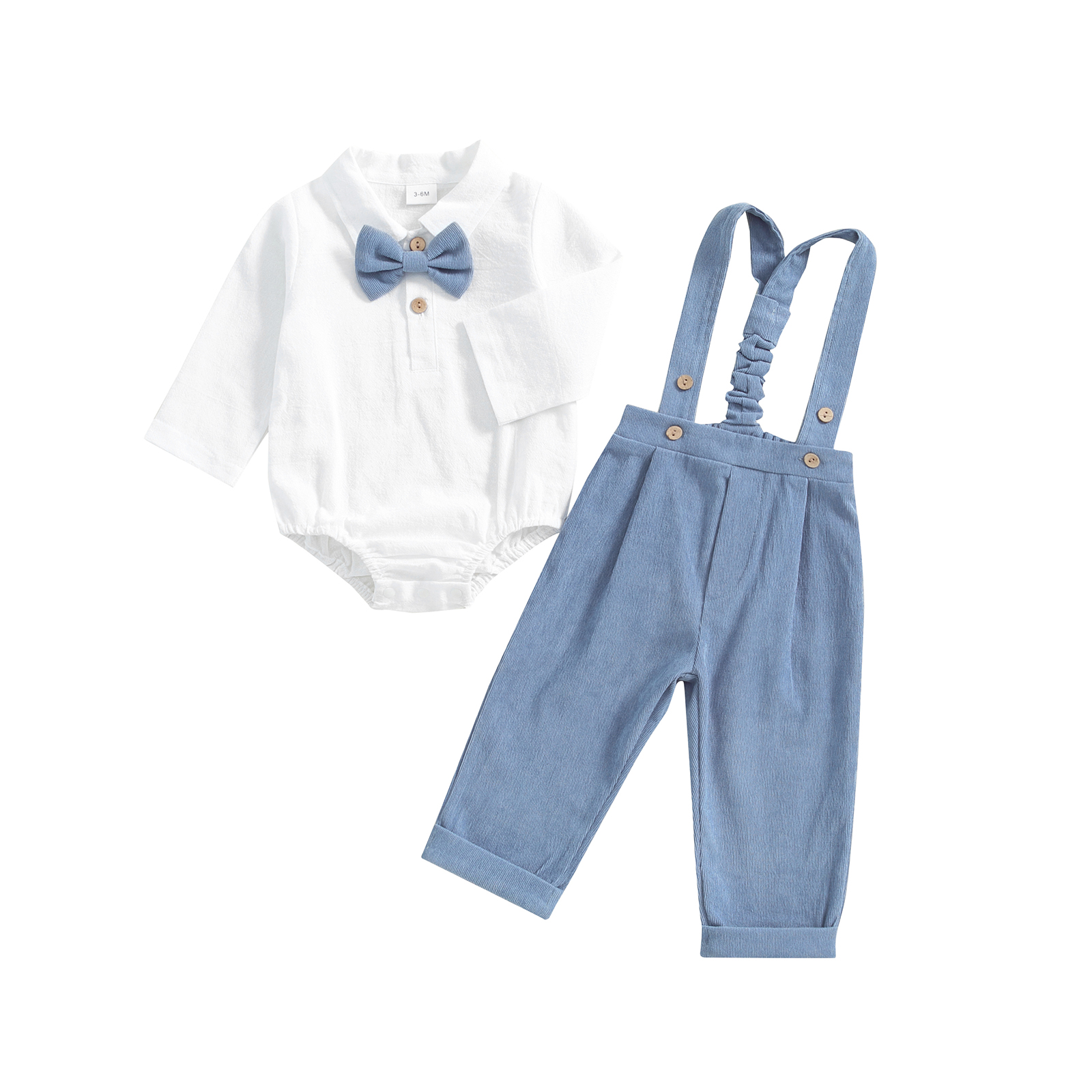 TK Conjunto De Ropa Para Bebé Niño Con Camiseta De Manga Larga Y Pantalones Con Lazo Y Suspensión Estilo Casual Para Todas Las Estaciones Material Algodón Y Poliéster