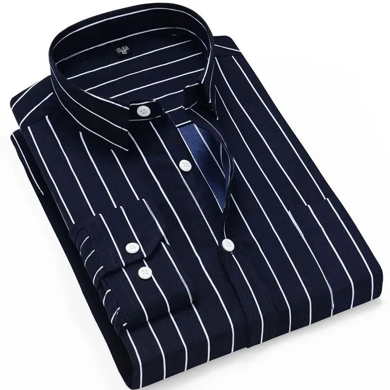 TK Camisa De Negocios Casual Para Hombre 2024 Algodón Transpirable Cómodo Manga Larga Cuadros Rayados Costuras De Color Estilo Inteligente