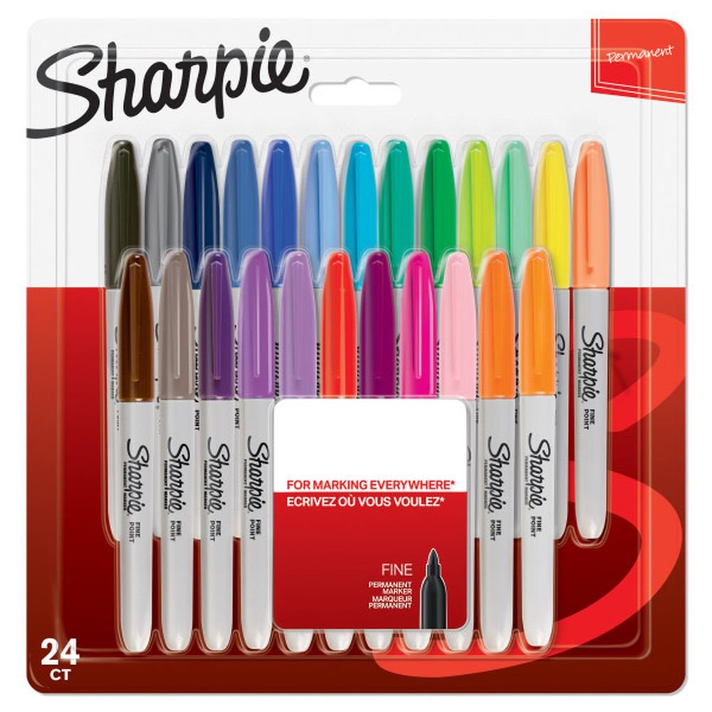 SHARPIE ROTULADOR SHARPIE PERMANENTE PUNTA FINA 24 COLORES SURTIDOS SHARPIE 22x2x23 Cms.