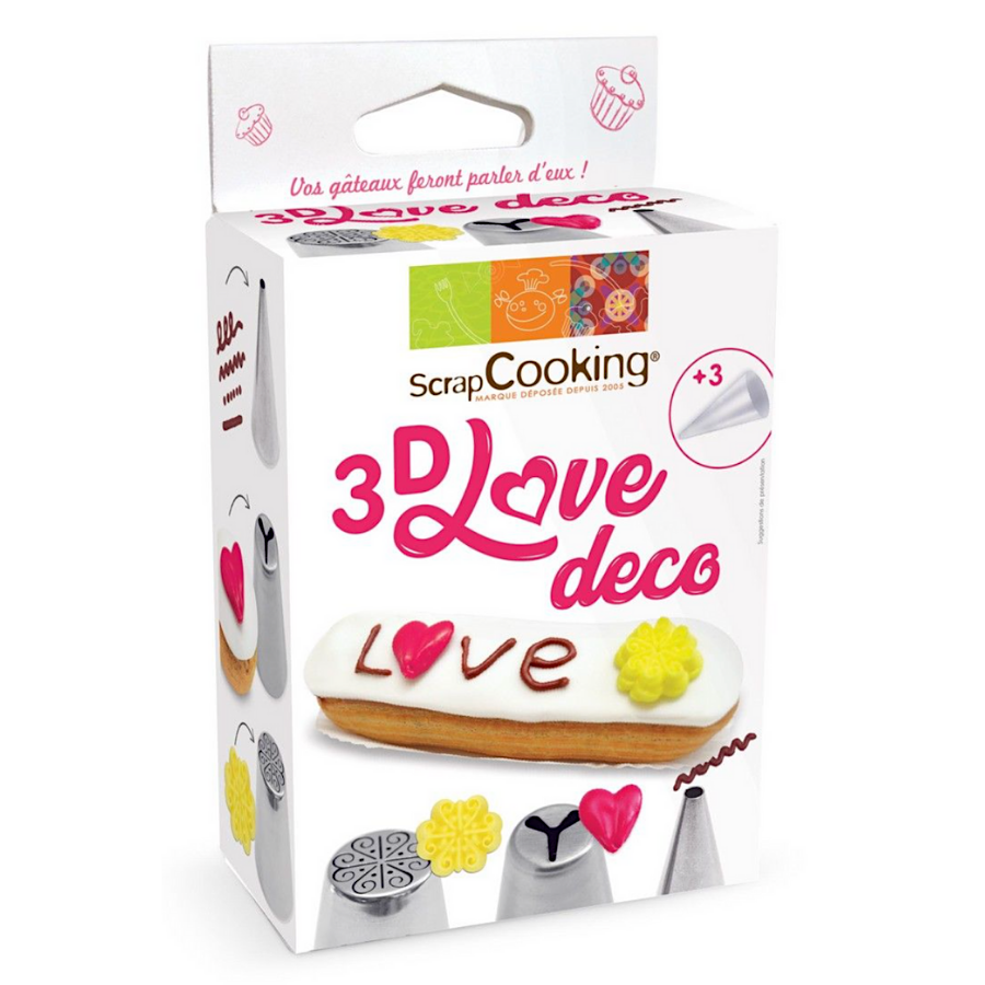 Glotomania SET DECORACION SCRAPCOOKING LOVE 3D - Utensilios de Repostería