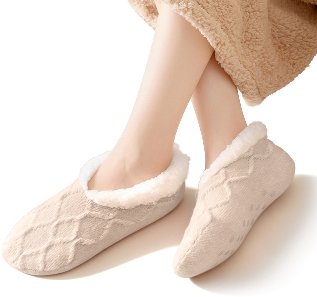 Om Home Calcetines de estar por casa de felpa para mujer - Calcetines antideslizantes - Forro polar suave - Calcetines de invierno cálidos de punto - Calcetines gruesos y cálidos - Calcetines de invierno para estar en casa