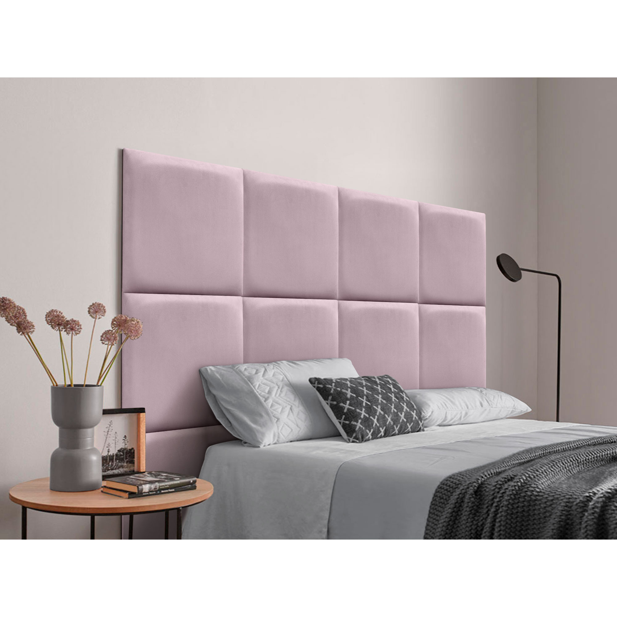 DHOME Cabecero Tapizado Compuesto de Paneles Autoadhesivos Intercambiables de Terciopelo Premium Cama Lujo Dormitorio Acolchado Segunda Gama de Colores