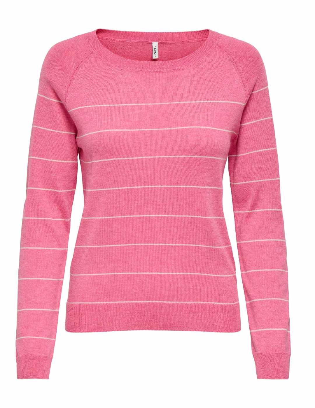 Jersey Only Lemmi rosa rayas manga larga para mujer