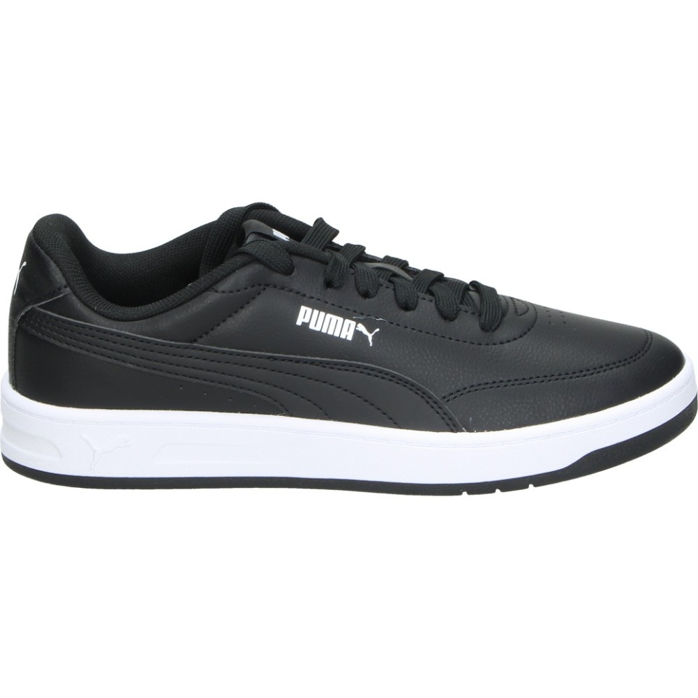 PUMA | Zapatillas Puma Court Classic Clean Jr para Mujer – Deportiva Negra con Detalles en Blanco – Sneakers con Cordones – Versátiles y Cómodas – Modelo 403750-02