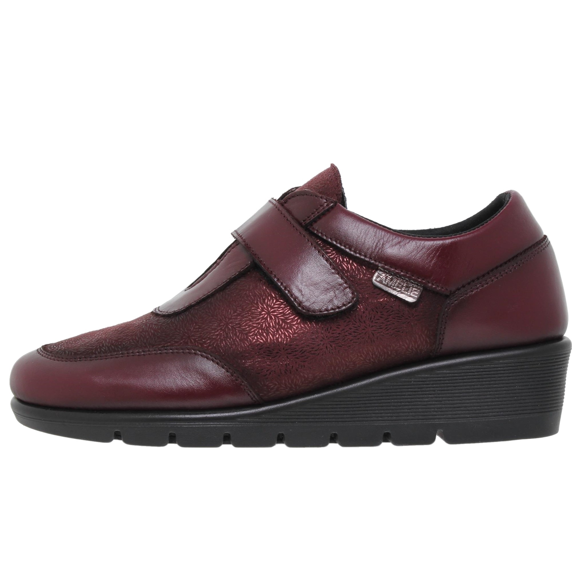 Deportivo Mujer Cómodo Piel Burdeos Velcro - Amelie Confort 1225AC
