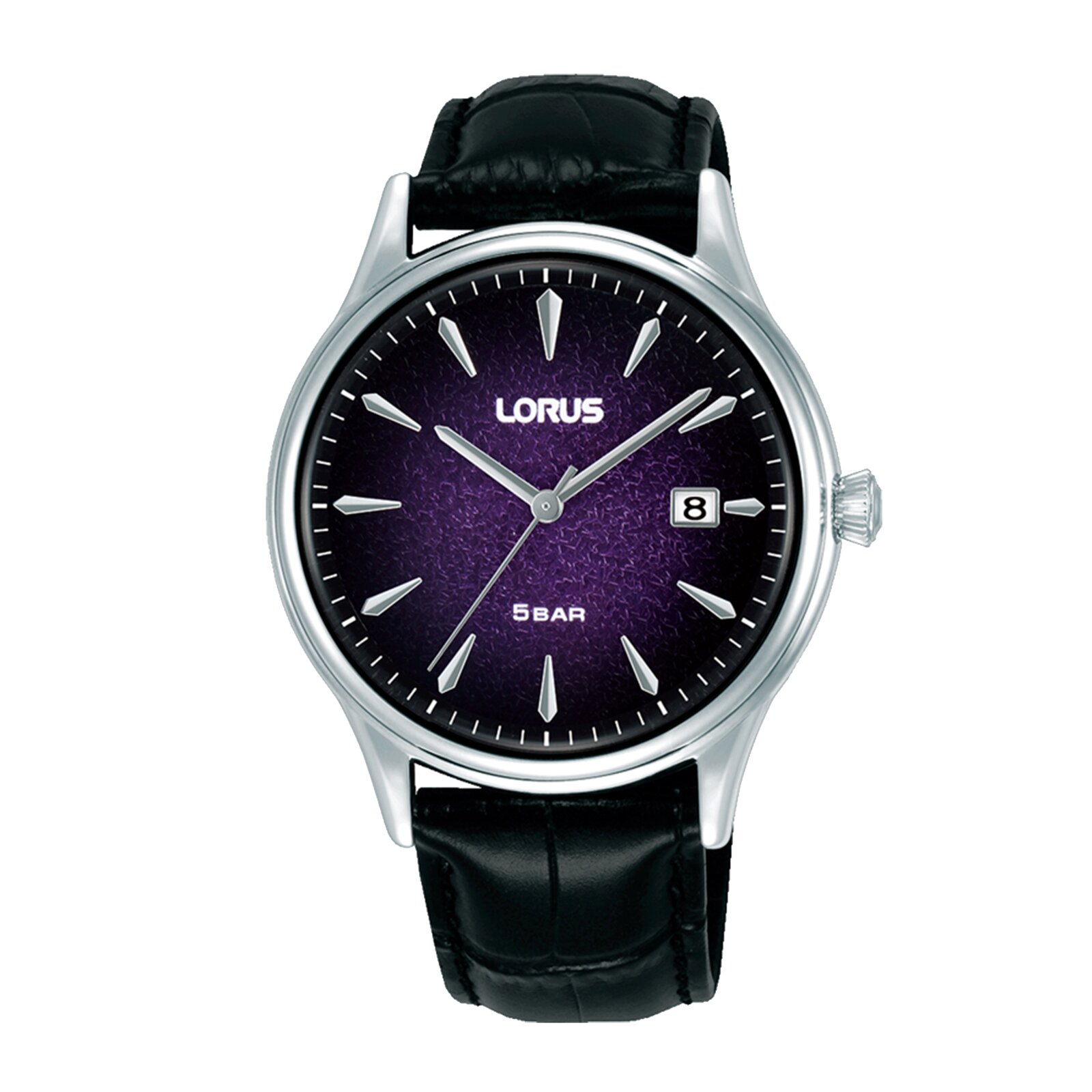 Lorus Reloj Hombre Caja De Acero Pulsera Genuine Leather De Color Negro Resistente Al Agua 5 Atm Rs999dx9