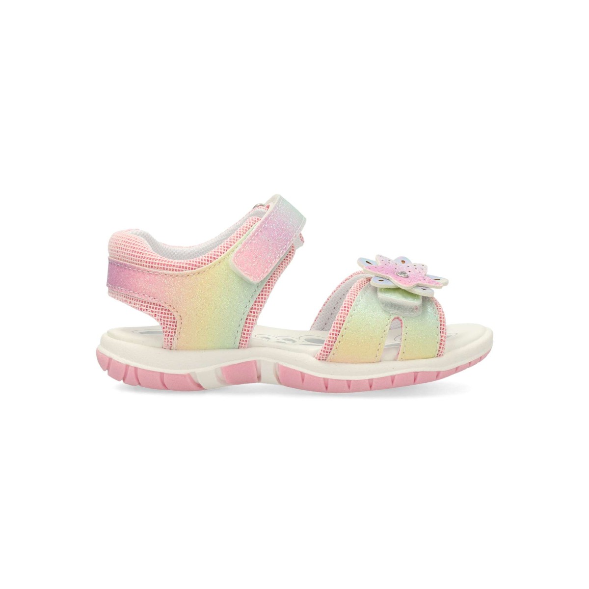Chicco - Sandalias de vestir para niña multicolor con brillo, cierre adherente ajustable y planta acolchada, fabricadas en piel sintética con suela de goma flexible