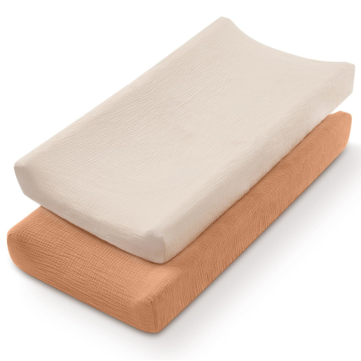 TK Cambiador de bebé, juego de 2 piezas, funda para cambiador, almohadilla de lactancia de muselina de hilo de algodón transpirable, funda para cambiador extraíble