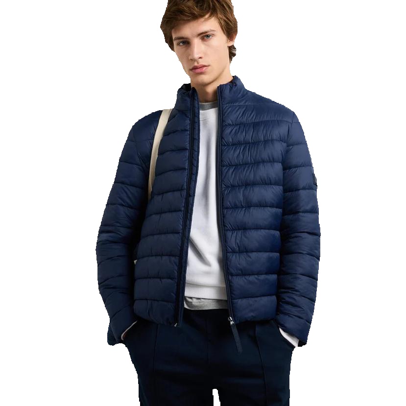 Pepe Jeans - Chaqueta acolchada puffer azul para hombre con capucha y cierre cremallera estilo urbano invierno