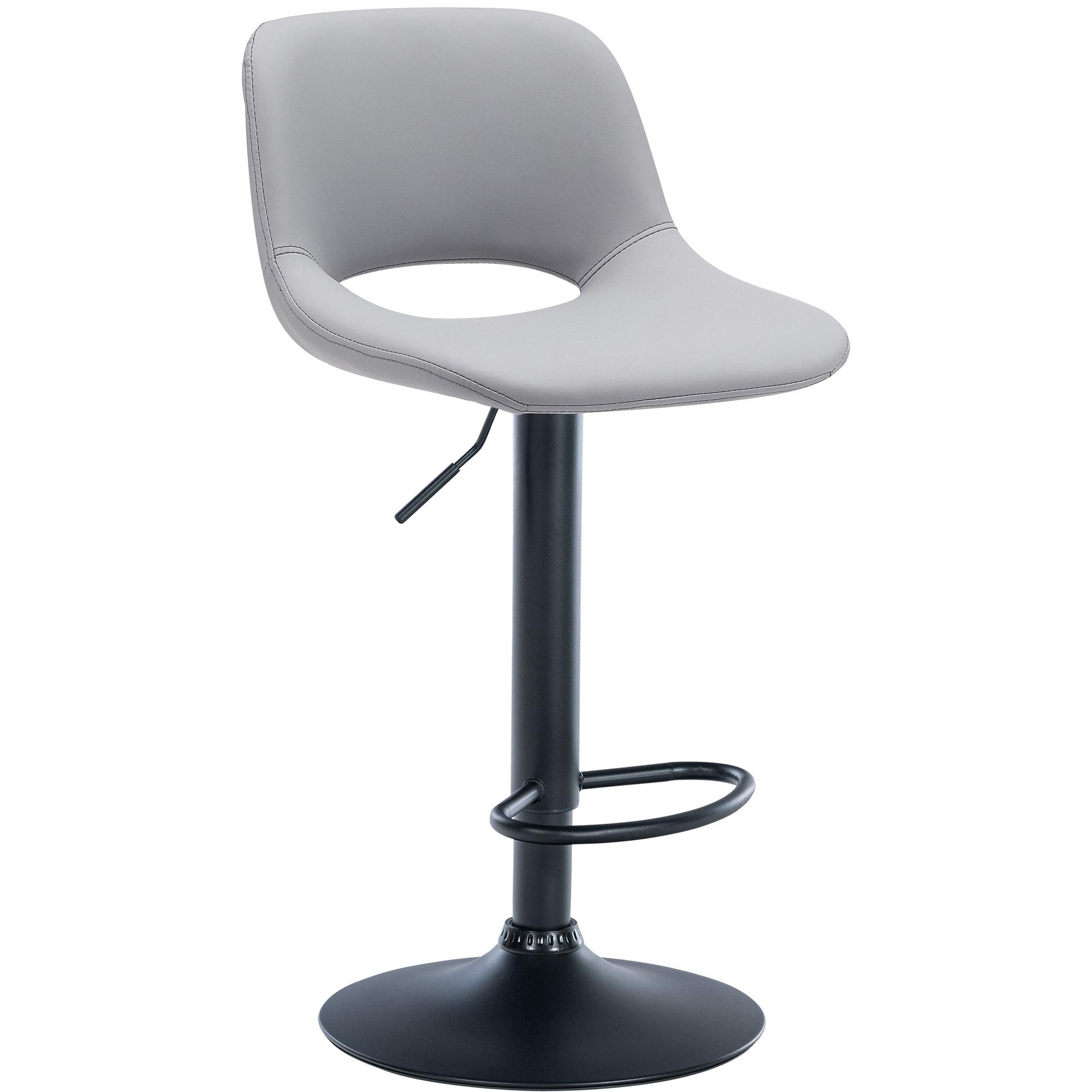 Taburete de bar Camden en polipiel Gris,Metal negro mate