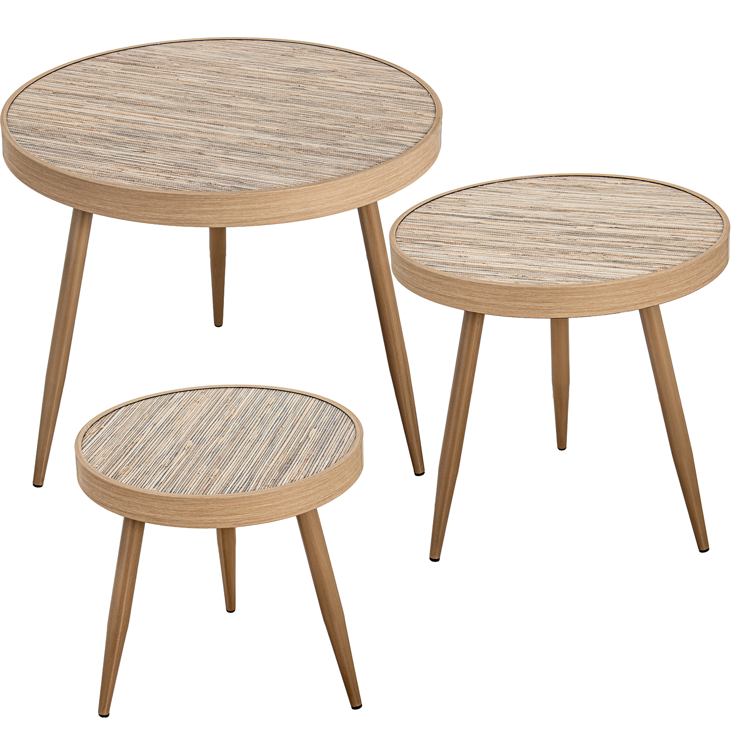 Set 3 mesas auxiliares dm, paja tostada negra, material madera, color negro, medidas 60x50 cm Fijalo